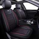 LUCKYMAN CLUB 5 Car Seat Covers Full Set with Waterproof Faux Leather Universal fit for RAV4 Accord Altima Tacoma Rogue CX5 CRV (Black&Red Full Set)