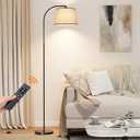 Floor Lamps for Living Room, 64" Arc Floor Lamp with 6000K & Stepless Dimmable, 350°H/ 180°V Rotatable Shade and Remote Control, Black Tall Standing lamps for Bedroom and Office(9W Bulb Included)