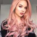 eNilecor Pink Lace Front Wigs,24 Inches Long Curly Synthetic Colored Lace Wig Hair Replacement Wigs for Women with Wig Cap (Pink)