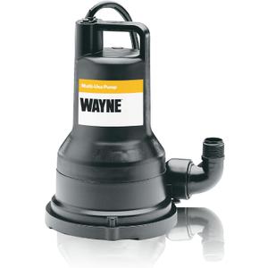 WAYNE VIP30-1/3 HP Reinforced Thermoplastic Submersible Multi-Use Pump - Up to 2,500 Gallons Per Hour - Heavy Duty Multi-Use Pump