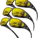 KALIYADI Night-Vision-Glasses Fit-Over-Glasses Wrap-Around Glasses: Anti Glare Night Driving Glasses for men women HD Lens