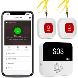 PILSAMAS WiFi Caregiver Pager Wireless Call Button with App Alert, Medical Alert Systems for Seniors No Monthly Fee with 2 Emergency Call Buttons, Alert Button for Seniors at Home