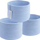 XUANGUO Woven Cotton Storage Baskets - 3-Pack Round Bins (10x10x7'') for Shelves, Closets & Bookcases | Durable Rope Organizers for Nursery, Baby, Toys, Easter & More (Oatmeal)