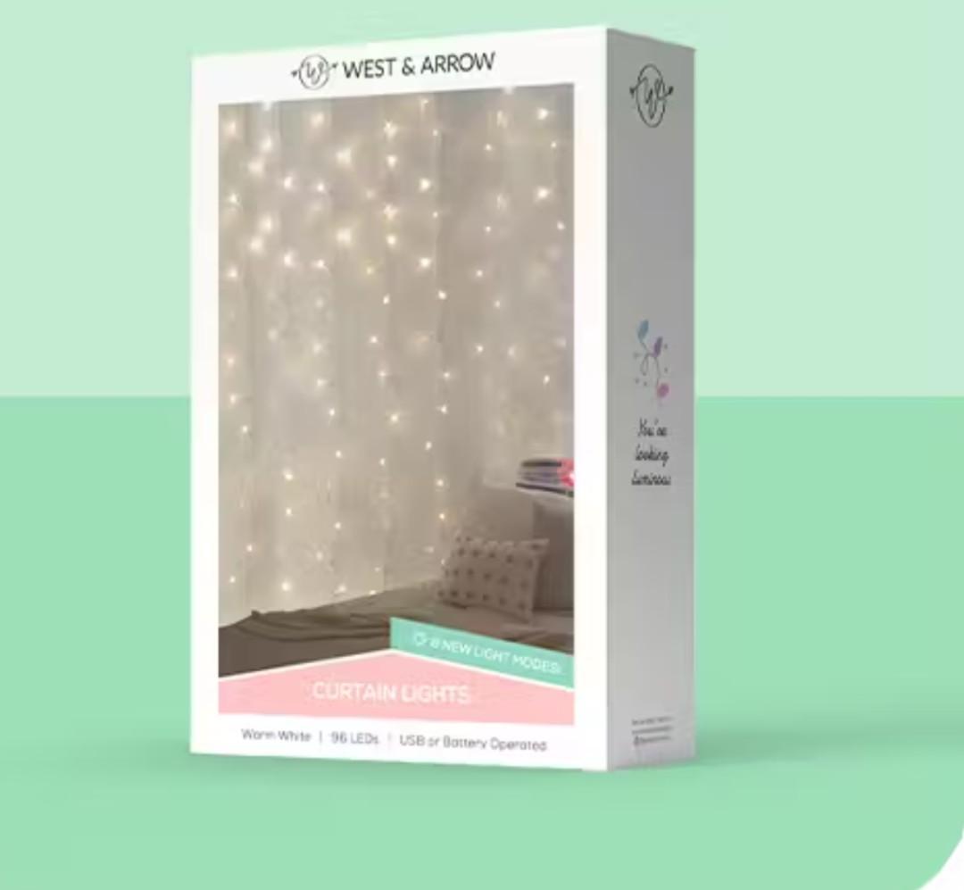 West & Arrow LED Curtain Lights XL Size 10 Ft Wide