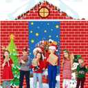 4 Pcs 98 Inch Christmas Santa Claus Door Cover Decorations Xmas House Classroom Door Banner Hanging Backdrop Porch Sign for Holiday Classroom Photography Photo Background Home Party Decor