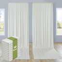 10 Panels 5x12ft Ivory Backdrop Curtains for Parties, Wrinkle Free Polyester Ivory Photo Backdrop Drapes 12 ft Long Back Drop Cloth for Wedding Birthday Photography Background Party, 5ftx12ft_10 Panels