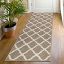 SHACOS Washable Runner Rugs 20"x59" Entryway Runner Rug Kitchen Doorway Non Slip Rubber Backing Trellis Rug Runners Laundry Room Hallway Runner Rug, Beige