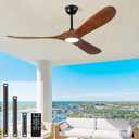 60" Ceiling Fan with Light and Remote, 6-Speed Dimmable Outdoor Ceiling Fan, High CFM Quiet 3 Blade Wood Ceiling Fan, Puoyro Modern Propeller Ceiling Fan for Outdoor Indoor Living Patio Porch (Walnut)