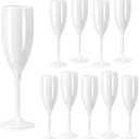 Champagne Flute Acrylic Champagne Glasses Wedding Toasting Champagne Flute Goblet Plastic Reusable Unbreakable Champagne Cups for Bachelorette Wedding Bridal Shower Party (White, 10)