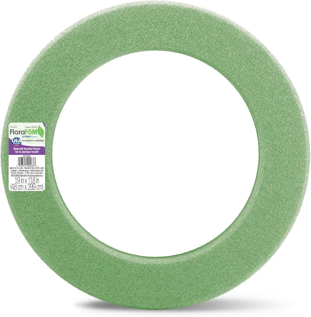 FloraCraft FloraFM Wreath 1.9 Inch x 11.8 Inch Green