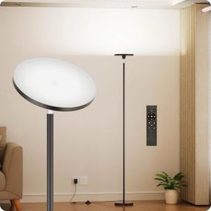 Dimmable Floor Lamp with RemoteFloor Lamps for Living Room Bedroom OfficeAdjustable Brightness (10%-100%)and Color Temperature (3000k- 6000k )Standing Lamp Tall Lamp with Foot Switch (black)