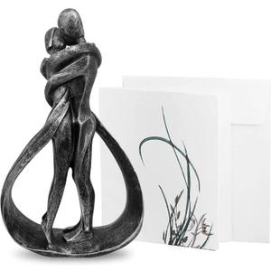 Resin Couple Modern Sculptures Romantic Gift for Weddings Valentine's Day and Anniversaries Decoration Figurine for Girlfriend, Bridal Shower, Engagement (Classic Retro Color)