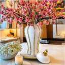 Ginger Jar, White Gold Ceramic Vase Large Handmade Porcelain Vases with Lid, White Gold Decorative Flower Vase for Home, Living Room, Weddings, Centerpieces (18in with Lid)