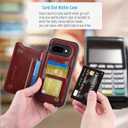 ASAPDOS for Google Pixel 9a Case with Card Holder,PU Leather Shockproof Flip Case with RFID Blocking Card Holder and Kickstand for Men Women Brown