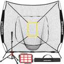 Storgem Baseball and Softball Practice Net 77ft Portable Hitting Pitching Batting Training Net Baseball Backstop Net with Batting Tee and Strike Zone and Bow Frame