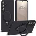 SKYLMW for Samsung Galaxy S25 Plus Case with Magnetic Invisible Stand [Compatible with Mag-Safe] Military Drop Tested [Full Camera Protection] Silicone S25 Plus Case for Women Men 6.7'', Black