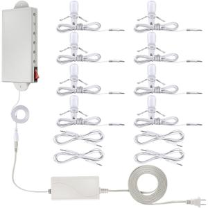 Meonum Christmas Village Light System Set Accessory Cord with 8 LED Light Bulbs Compatible with Department 56 Christmas Building and Accessory Craft Village House Lighting System, Blow Mold Light