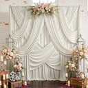 50ftx12ft Beige Backdrop Curtains for Parties, Wrinkle Free Polyester Beige Photo Backdrop Drapes 10 Panels 12 ft Long Back Drop Cloth for Wedding Birthday Photography Background