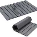 Revid Foldable Stone Bath Mats for Bathroom, 24"(L)16"(W) Absorbent Diatomaceous Earth Bath Mat, Non-Slip Quick Dry Bath Mat, Dark Grey