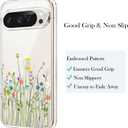 Unov for Pixel 10 Pro XL Case, Clear with Design, Slim Fit Good Grip, Embossed Phone Case, Shockproof Protective Cover, Raised Camera Protection, Soft TPU, Flower Bouquet