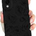 for Samsung Galaxy S25 Edge Case Black Floral Rose Pattern | Cute Silicone Camera Protection Soft Slim Phone Case for Girls Women