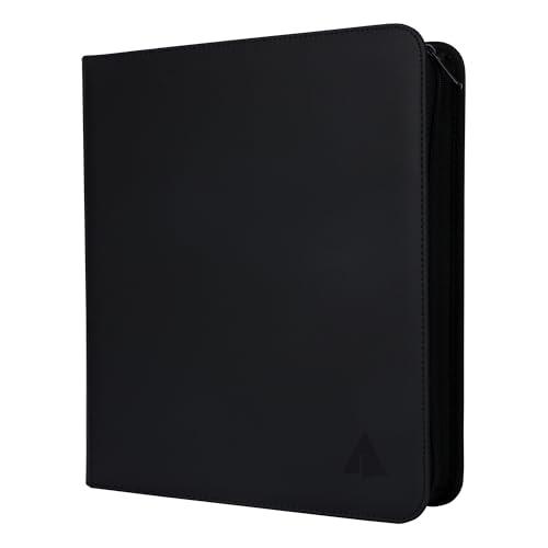 Rayvol Trading Card Binder, 9 Pocket Fit 1404 Cards - Metal D-Ring Card Holder with 78 Double-Sided Clear Pages, Top-Loading Collectors Album -Black