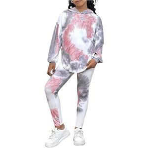 SOLY HUX Girl's 2 Piece Outfits Tie Dye Long Sleeve Hoodies Sweatshirt and Leggings Pants Matching Sets Multicolor 11Y
