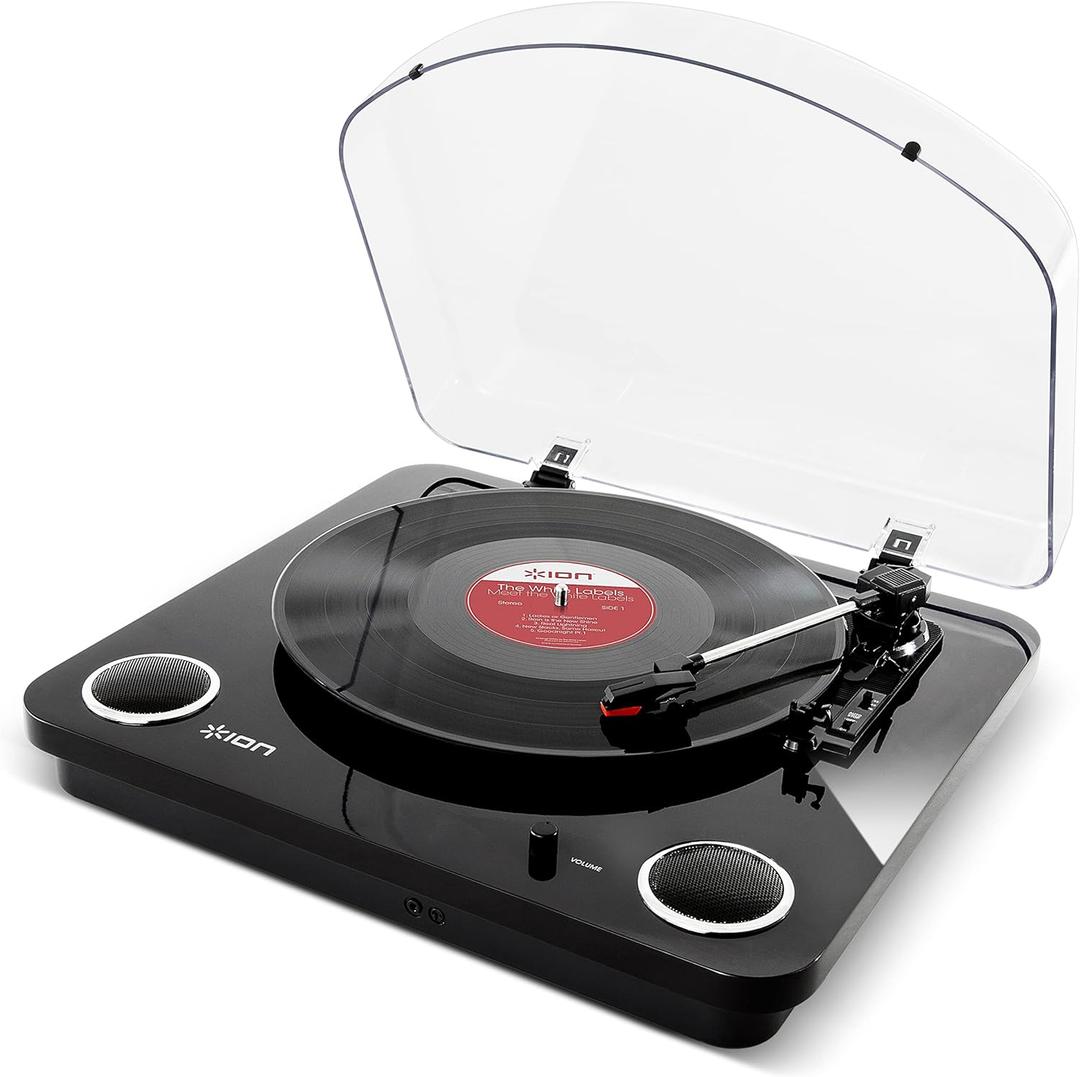 ION Audio Max LP Black |Three Speed Vinyl Conversion Turntable with Stereo Speakers, USB Output to Convert Vinyl Records to Digital Files and Standard RCA & Headphone Outputs