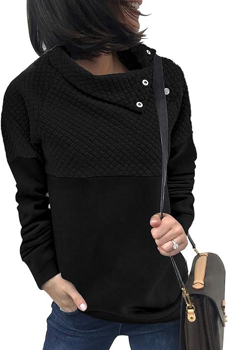 BTFBM Women Fashion Quilted Pattern Lightweight Zipper Long Sleeve Plain Casual Ladies Sweatshirts Pullovers Shirts Tops, size L