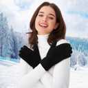 Winter Gloves women - Gloves for Cold Weather Thermal Womens Glove Touch Screen Elastic Vertical Stripe Fleece Liner Knit Glove for Women Men- 1 Black (Black)