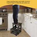 Amoise Folding 2-Step Stool, Non-Slip Portable Footstool 8'' & 17'' Dual Heights, Holds 300 lbs, Portable Footstool for Kitchen Home Toilet Bedroom Office Bathroom RV(Black)