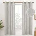 YoungsTex Light Grey Linen Curtains 63 Inches Length for Living Room, Light Filtering Bronze Grommet Textured Window Drapes for Bedroom Dining Room, 2 Panels, 42 X 63 Inch