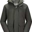 CAMEL CROWN Men's Ski Jacket 3 in 1 Waterproof Winter Jacket Snow Jacket Windproof Hooded with Inner Warm Fleece Coat (Medium, Dark Grey)