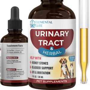 Urinary Tract Health Treatment for Dogs & Cats  Natural Herbal UTI Support Drops with Cranberry Extract  Promotes Bladder, Kidney & Digestive Wellness  Support Renal Function