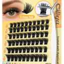 Pre Glued Lash Clusters Self Adhesive, 10-16mm Wispy Clusters Lashes, No Glue Needed Press on Lashes Multi-Day Wear, Reusable DIY Eyelash Extensions Kit for Daily Use