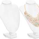 Hedume 2 Pack Necklace Display Stand, White Leather Necklace Chain Jewelry Display Holder, Necklace Mannequin Necklace Bust Jewelry Bust Stand (H: 8.4")