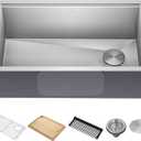 KRAUS Kore Workstation 30-inch Undermount 16 Gauge Stainless Steel Kitchen Sink, Single Bowl Kitchen Sink with Accessories, KWU110-30