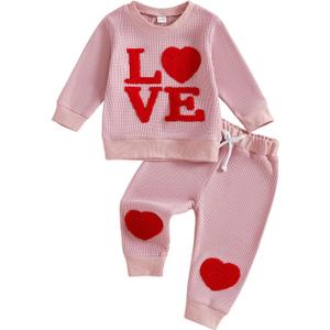 Toddler Baby Boy Girl St Patricks Outfit Shamrock Sweatshirt Pant Sets Cute Little Kids Saint Patrick's Day Gifts (12-18 Months, Pink)