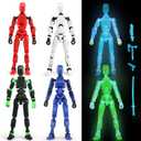 Luminous 13 Action Figure Set, 6PCS Robot Action Figure Titan 13 3D Printed Toys Articulated, for Modeling Enthusiasts Etc Birthday Gifts for Kids 3-8 Years Old, Grow in Dark Assembly Required