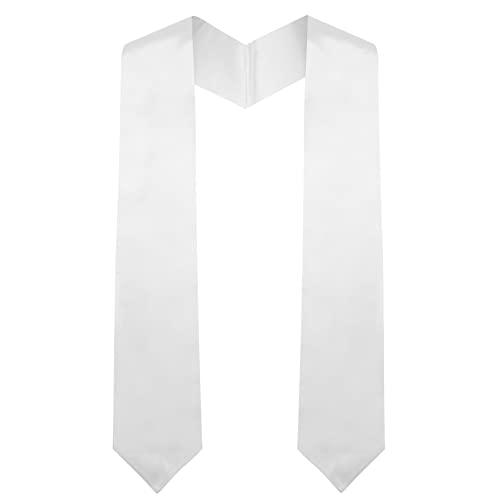 QEYMN Graduation Stole,Plain Graduation Sash,Graduation Stole Class of 2024 for Unisex Adults,Graduation Stole Sash for Academic and Choral 70" White Color