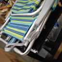 Aluminum Backpack Low Profile Beach Chair - 5-Position Lay Flat Reclining Folding Chair with Removable Cooler Bag - Heavy Duty 330 lbs Capacity, Lightweight Portable Sand Seat - Striped Green