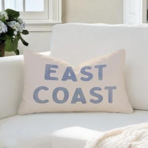 Coastal Decor, Blue Coastal Throw Pillow Cover 12x20, Coastal Room Decor, Blue Dorm Decor, Coastal Preppy Trendy Retro East Coast Coquette Decor for Girls Room College Sofa Couch