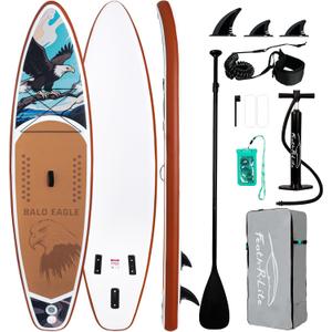 FEATH-R-LITE Inflatable Paddle Board Stand Up Paddleboards for Adults SUP with Premium Accessories Pump, Adjustable Paddle, Leash, Three Fins, Backpack