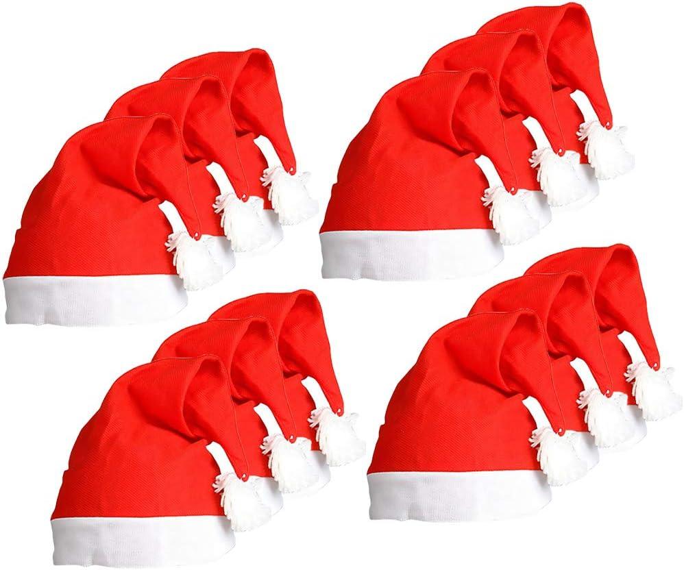 The Dreidel Company Red Christmas Santa Clause Hat, Xmas Hat for Unisex Adults and Kids, Festive Party, 18" (6-Pack)