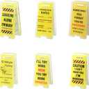 6pcs Funny Desk Signs, Mini Funny Acrylic Note Holder Clips Desk Caution Warning Overstimulated Signs Humor Office Decoration Coworker Gag Gifts for Office Supplies