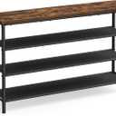 VASAGLE Shoe Rack, 4-Tier Shoe Storage Organizer for Entryway and Closet, Holds 15-18 Pairs of Shoes, 3 Fabric Shelves, Steel Frame, Industrial, Rustic Brown and Black ULBS135B01