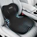 Coverado Car Seat Cushion with Memory Foam, Ergonomic Driving Seat Cushion Back Pain Relief, Thickness: 4.31 inches Non-Slip Washable Cushion for Car, Driver, Office, Wheelchair