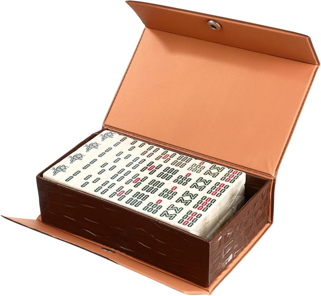 Toyvian 20mm Mini Chinese Mahjong Board Game Set with Storage Box - Beginners Professional Mahjong Game Set Classic Mahjong for Travel or Party