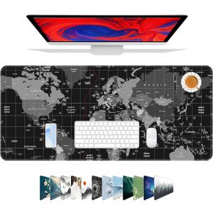 Galdas Mouse Pad for Gaming,XXL XL Large Mouse Mat Long Extended Mousepad Desk Mat Non-Slip Rubber Mice Pads Stitched Edges Thin (31.5 x 11.8 x 0.12 Inches),World Map Background