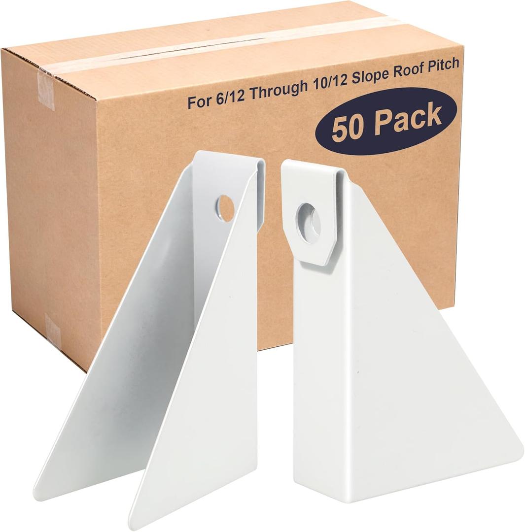 50Pcs Aluminum Gutter Wedges for 5" K-Style Gutters, Gutter Level Wedges Shims for Angled Fascia Fits 6/12 through 10/12 Roof Pitch, Pre-Drilled Rain Gutter Support Spacer Brackets for Slanted Fascia
